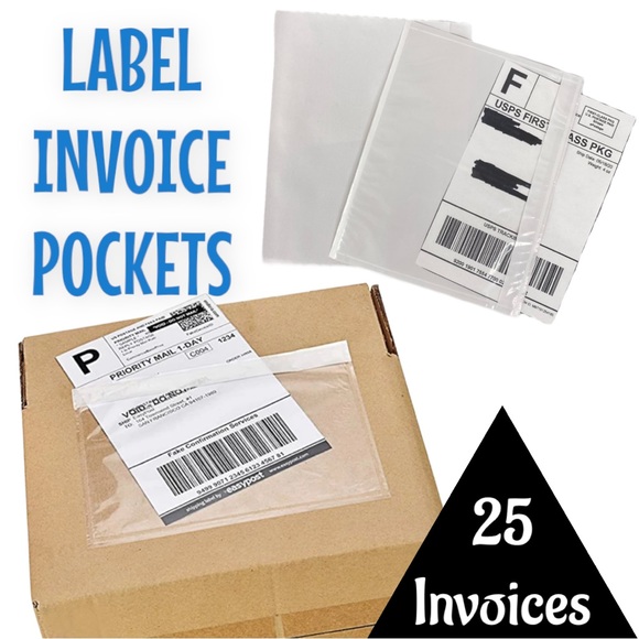 25 (7.5 X 5.5) Clear Postage Invoice Label Pockets PRICE IS FIRM - Picture 3 of 8